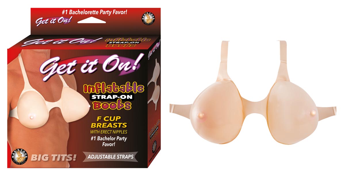 GET IT ON! INFLATABLE STRAP-ON BOOBS-WHITE - #2703