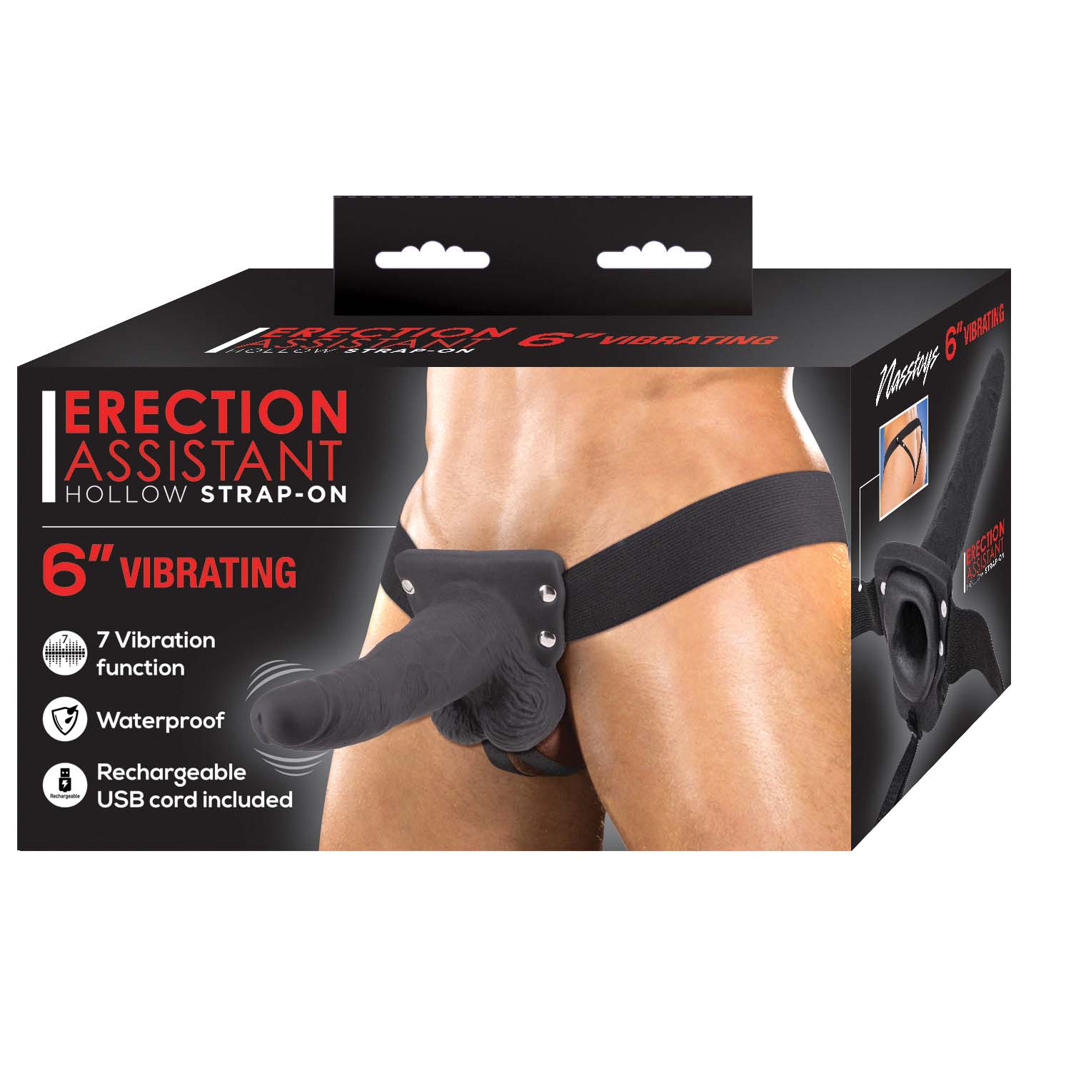 ERECTION ASSISTANT HOLLOW STRAP-ON 6 VIBRATING-BLACK - #3079-2